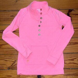 Lilly Pulitzer hot neon pink half. Button up sweatshirt size xxs